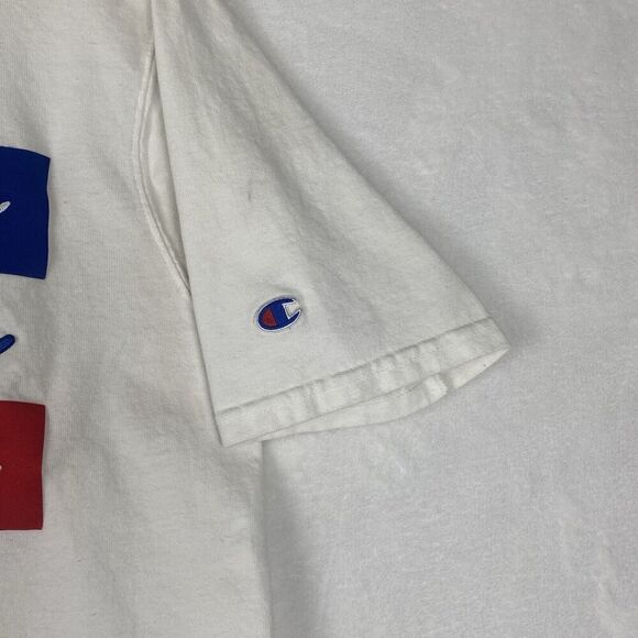 Vintage Champion Shirt Mens Medium White Logo Short Sleeve Crewneck Casual - Picture 7 of 14